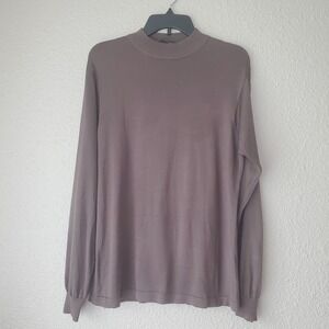 JHANE BARNES men's high-collar long-sleeved shirt siz M beige stretch, 100% silk